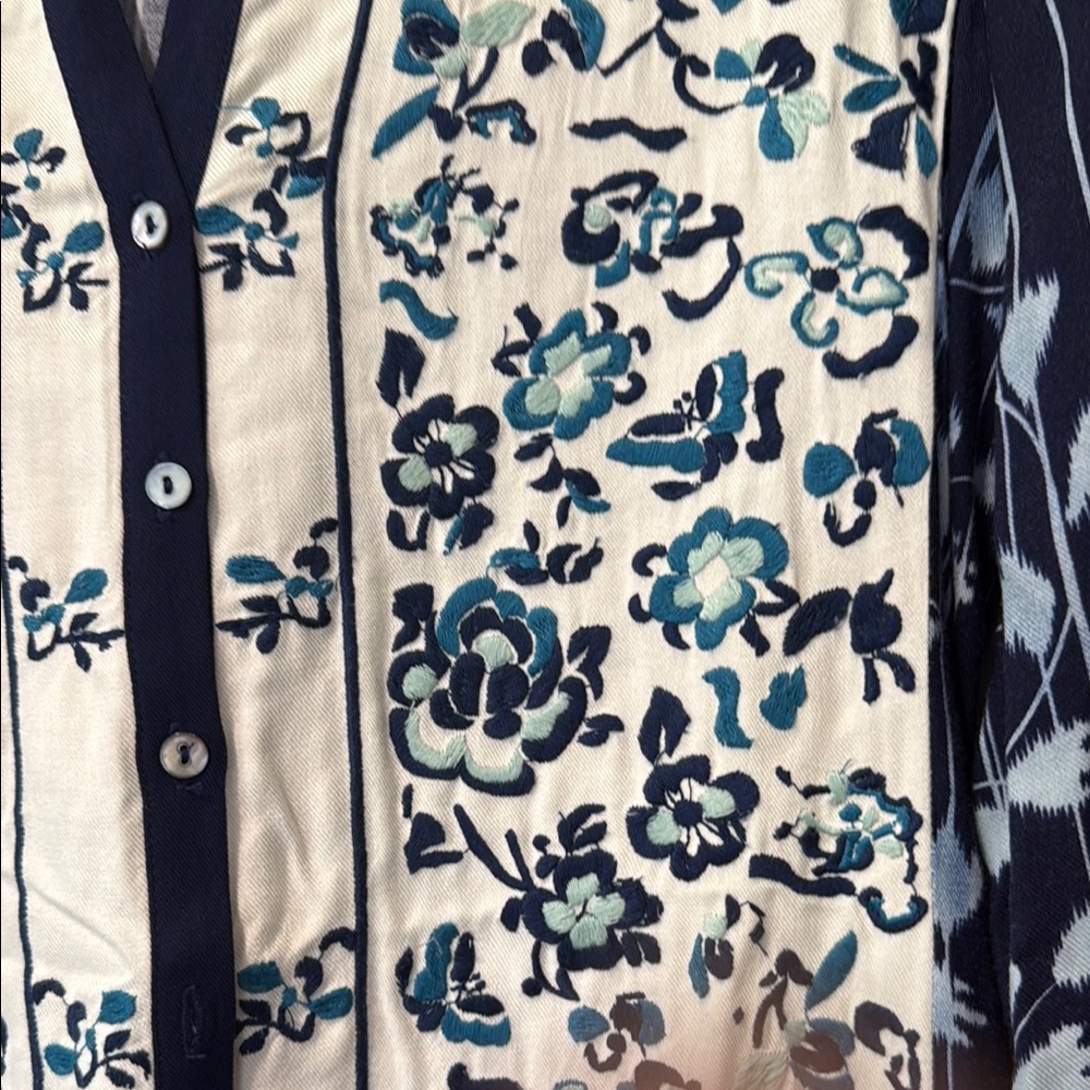 Anthropologie Blue and White Long Sleeve Sundress - Picture 3 of 4